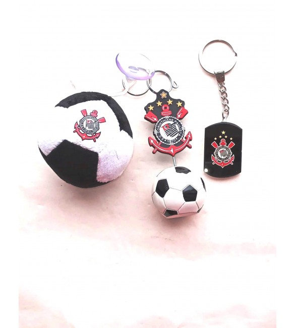 Kit Torcedor do Corinthians 01 porta cartao +01 chaveiro +01chaveiro bola pelucia